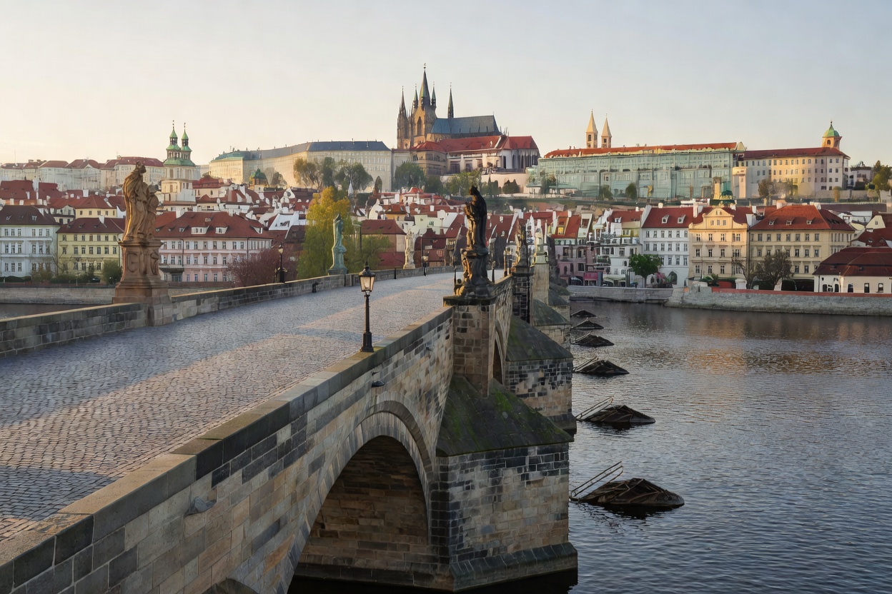 Central European Old Town Bridge in Prague